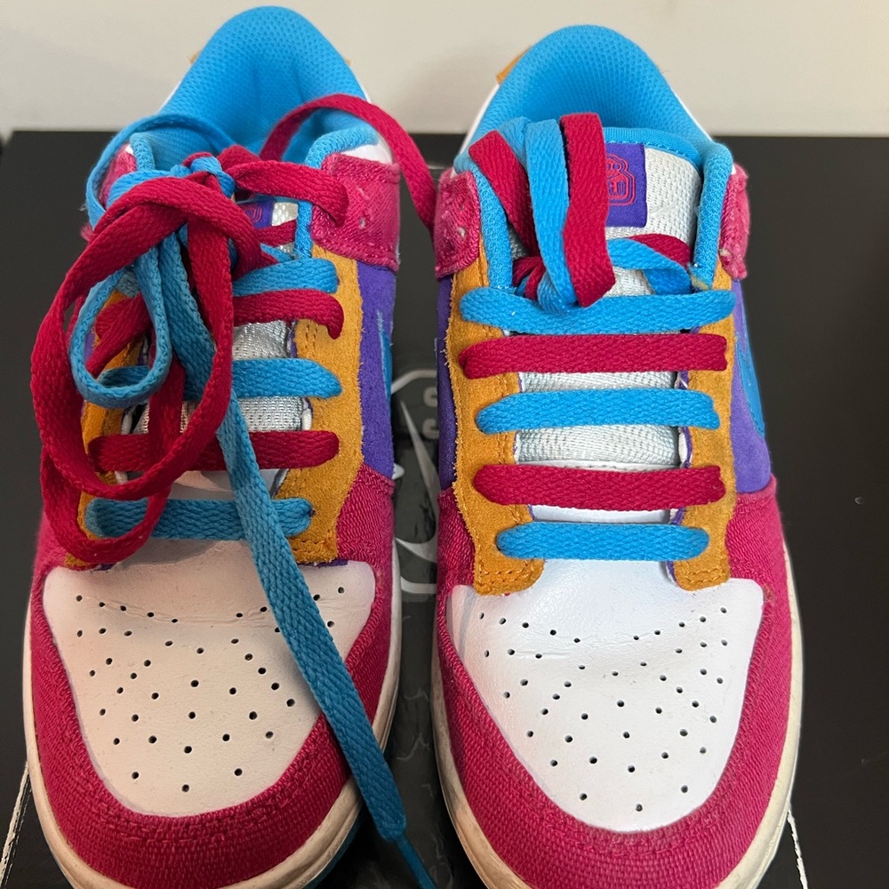 Nike women’s dunk low 6.0 Sneakers in Pink, Blue, and Purple